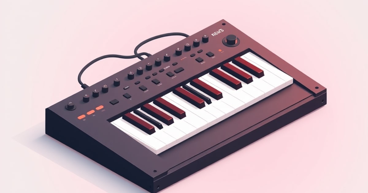 Isometric scene of sound mod materials, case foam and tape, layered inside a keyboard case